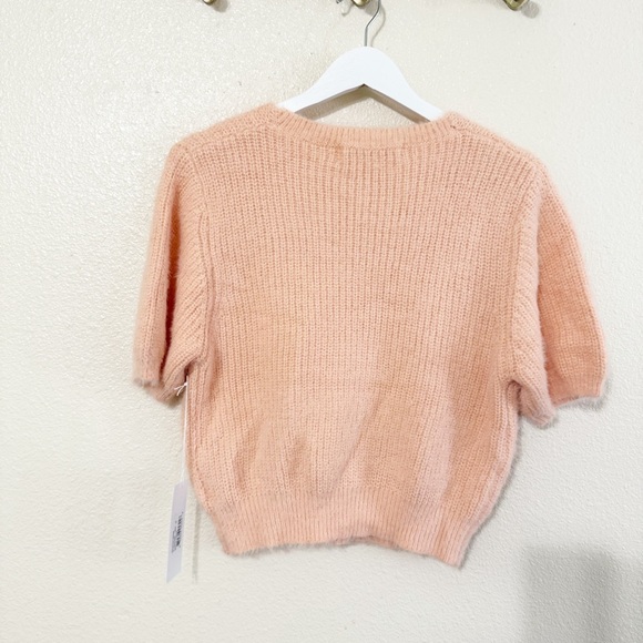 NWT Bishop + Young Ana Cut Out Horsebit Eyelash Peach Sweater in Spritz Tweed M - Picture 3 of 5